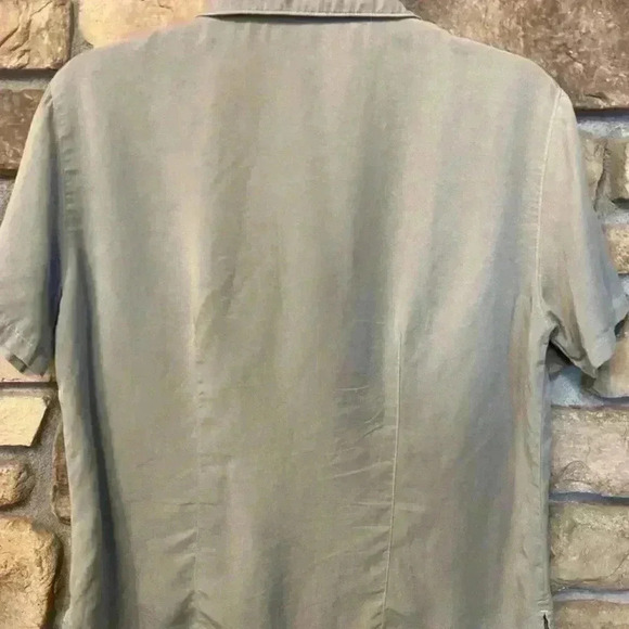 Cut Loose Women's Short Sleeve Button Down Tensel Soft Khake Blouse medium - Picture 3 of 11